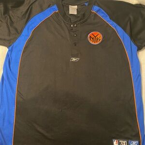 Reebok Men's Black and Blue NYK Jersey warm up shirt